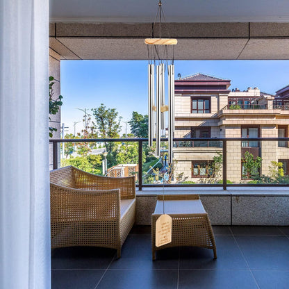 Windspiele für Draußen Aluminium 6 Röhren Gartendeko Silber