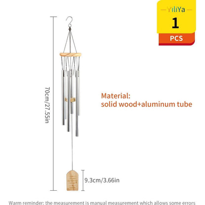 Windspiele für Draußen Aluminium 6 Röhren Gartendeko Silber