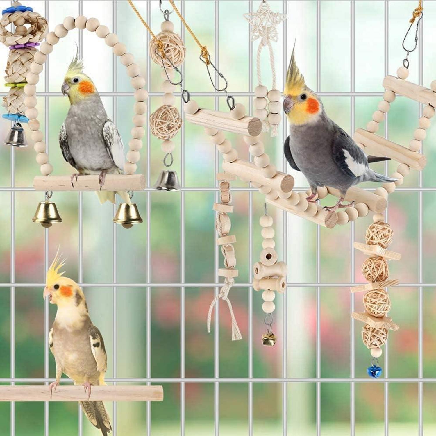 Vogelspielzeug Set für Wellensittiche, Sittiche, Papageien