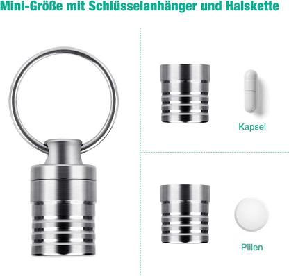 Mini Titan Pillendose Schlüsselanhänger Wasserdicht Leicht
