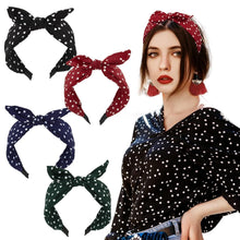 Vintage Haarreifen mit Punkten und Schleife 4er Set