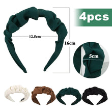 4Stk. Breite Vintage Plissierte Haarreifen Damen Stirnband