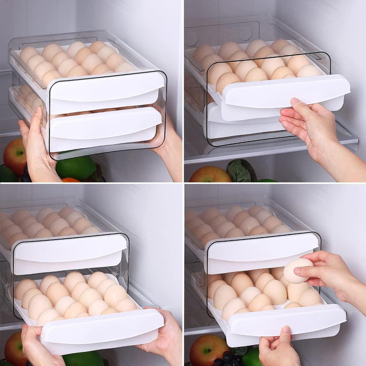 Eierbehälter 40 Gitter 2 Schichten Aufbewahrungsbox für Frische Eier Transparent