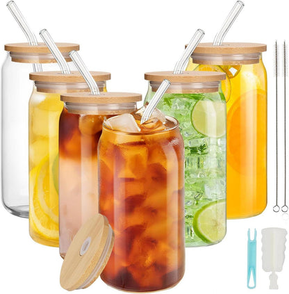 Cocktail Gläser Set mit Deckel und Strohhalm 6er-Pack