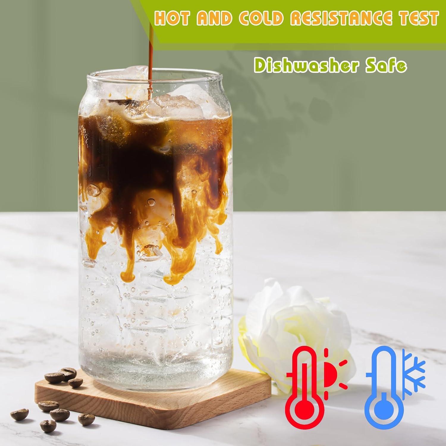 16oz Cocktail Gläser Set mit Deckel und Strohhalm 6er Pack