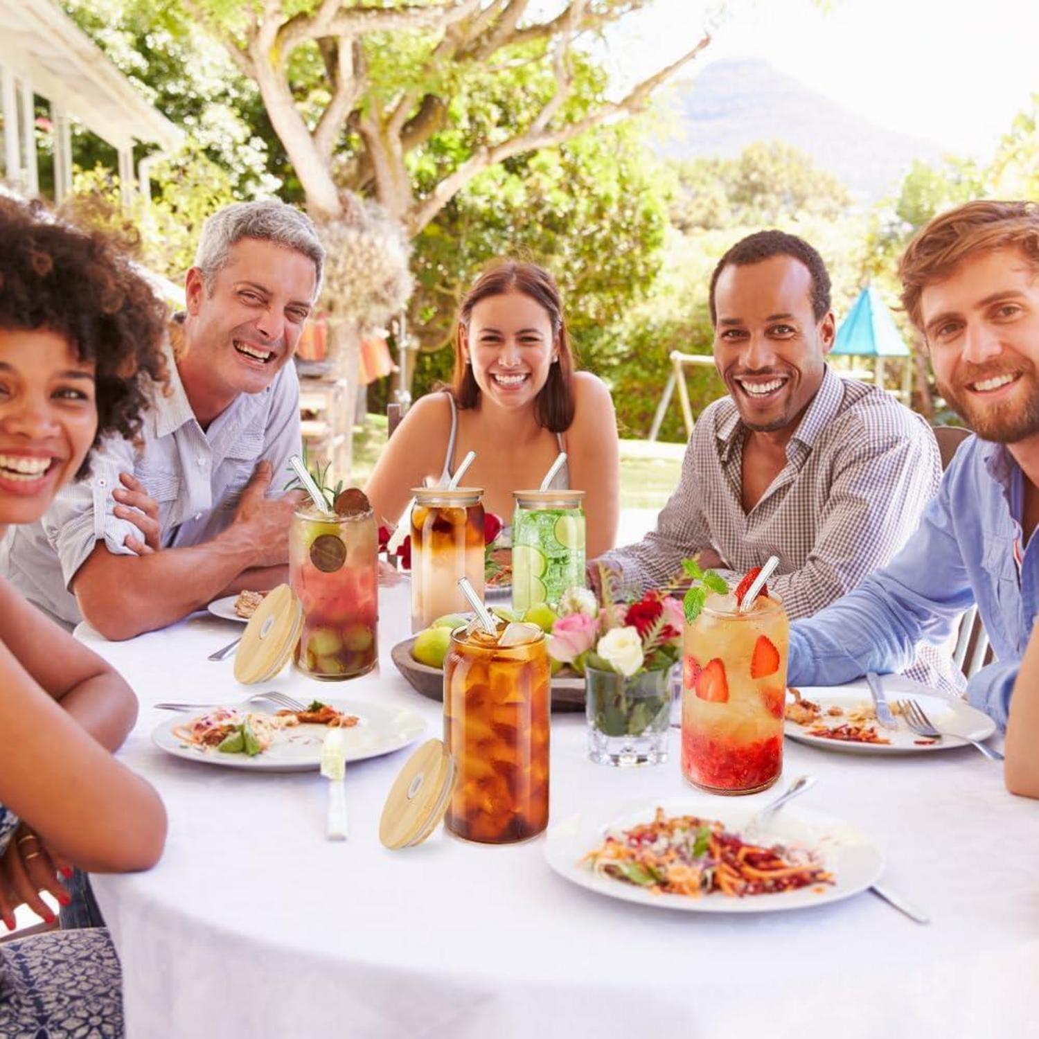 ZgoEC 16oz Cocktail Gläser Set Longdrinkgläser Trinkgläser Strohhalm 6er Pack