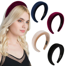 4er Set Gepolsterte Samt Stirnbänder Haaareifen Damen Schwamm Haarband