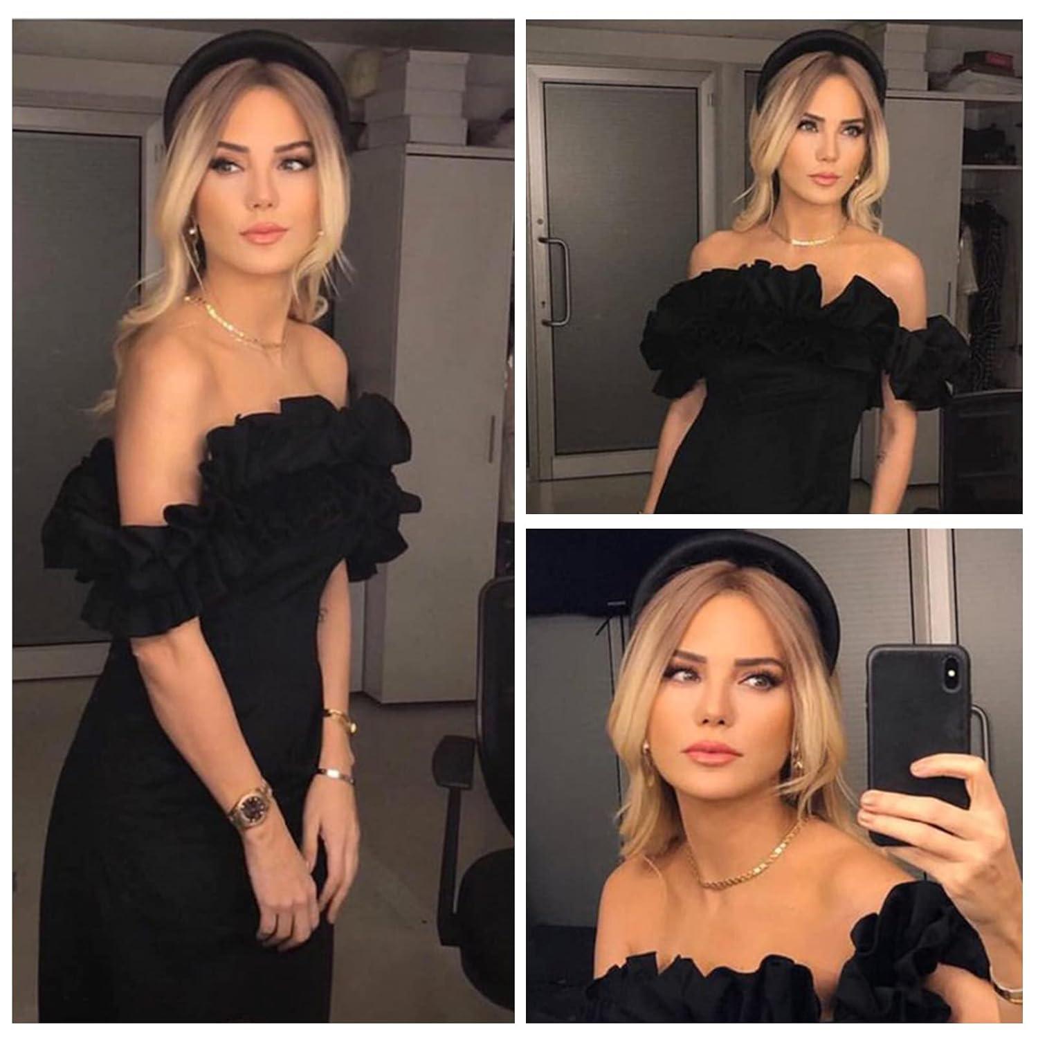 4Stk. Gepolstert Samt Stirnbänder Haarreif Damen Mädchen Schwarz Blau Rot Skin