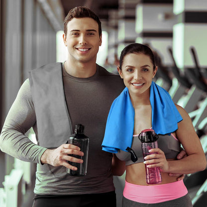 2er Set Microfaser Handtücher XL für Fitness Reise Yoga Grau