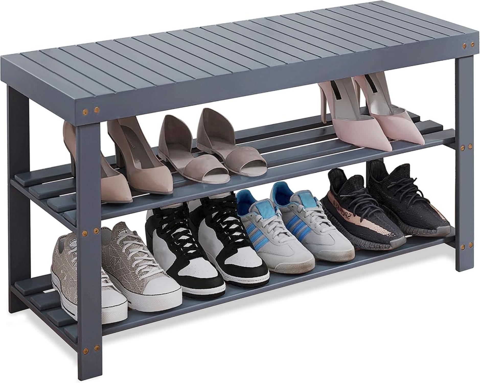 Schuhbank Bambus Schuhregal Sitzbank Schuhschrank Ständer Ablagen