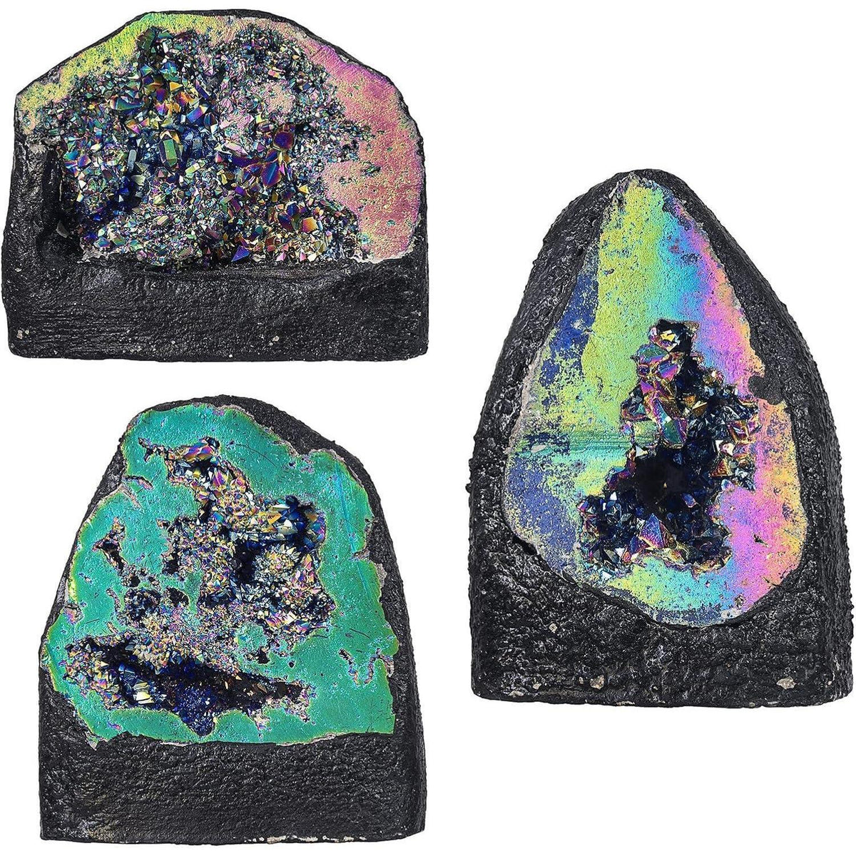 Titan-beschichteter Kristall Cluster Geode, mehrfarbig, 200-370g
