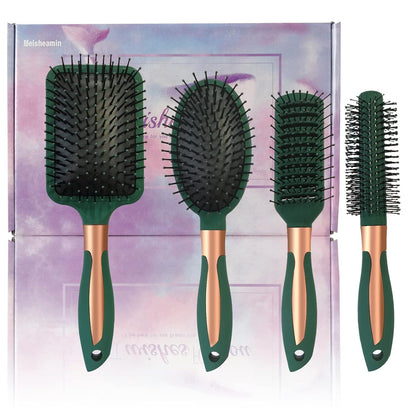 4-teiliges Haarbürsten-Set mit antistatischem Massageovalkamm