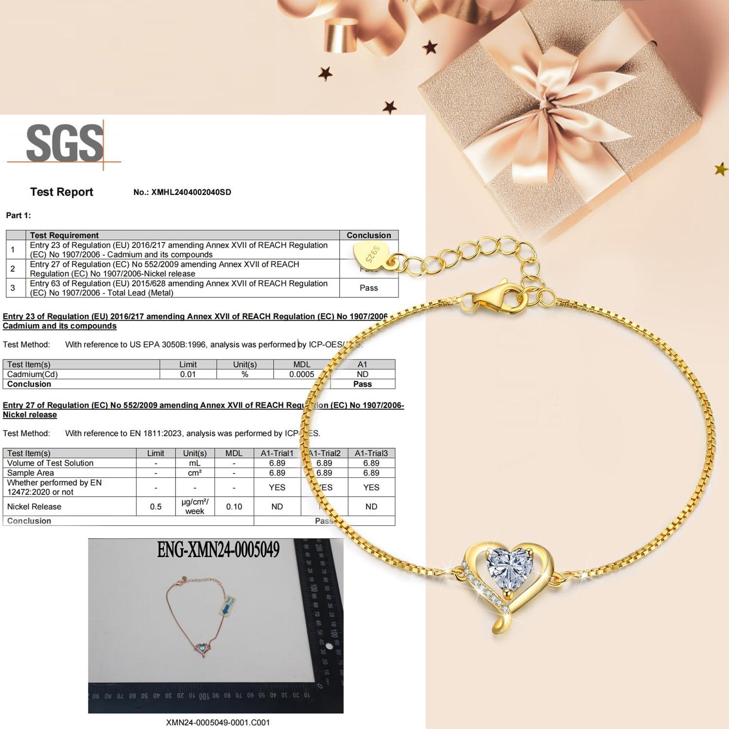 LAVUMO Herz Armband Damen 925 Silber Rosegold Verstellbar