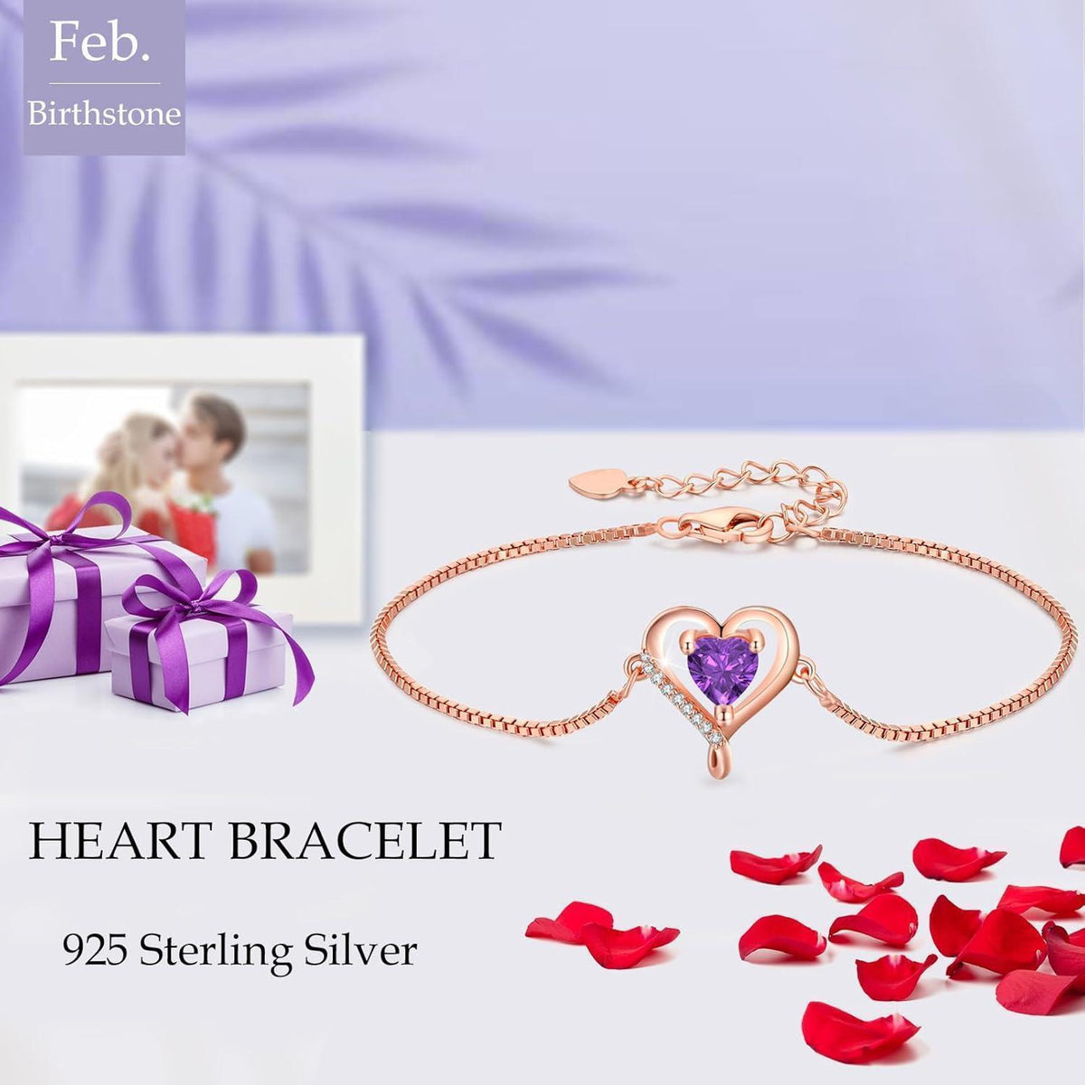 Herz Armband Damen Rosegold Sterling Silber 925 Verstellbar Geschenk
