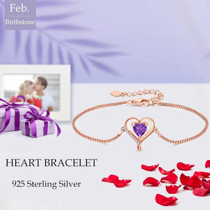 Herz Armband Damen Rosegold Sterling Silber 925 Verstellbar Geschenk
