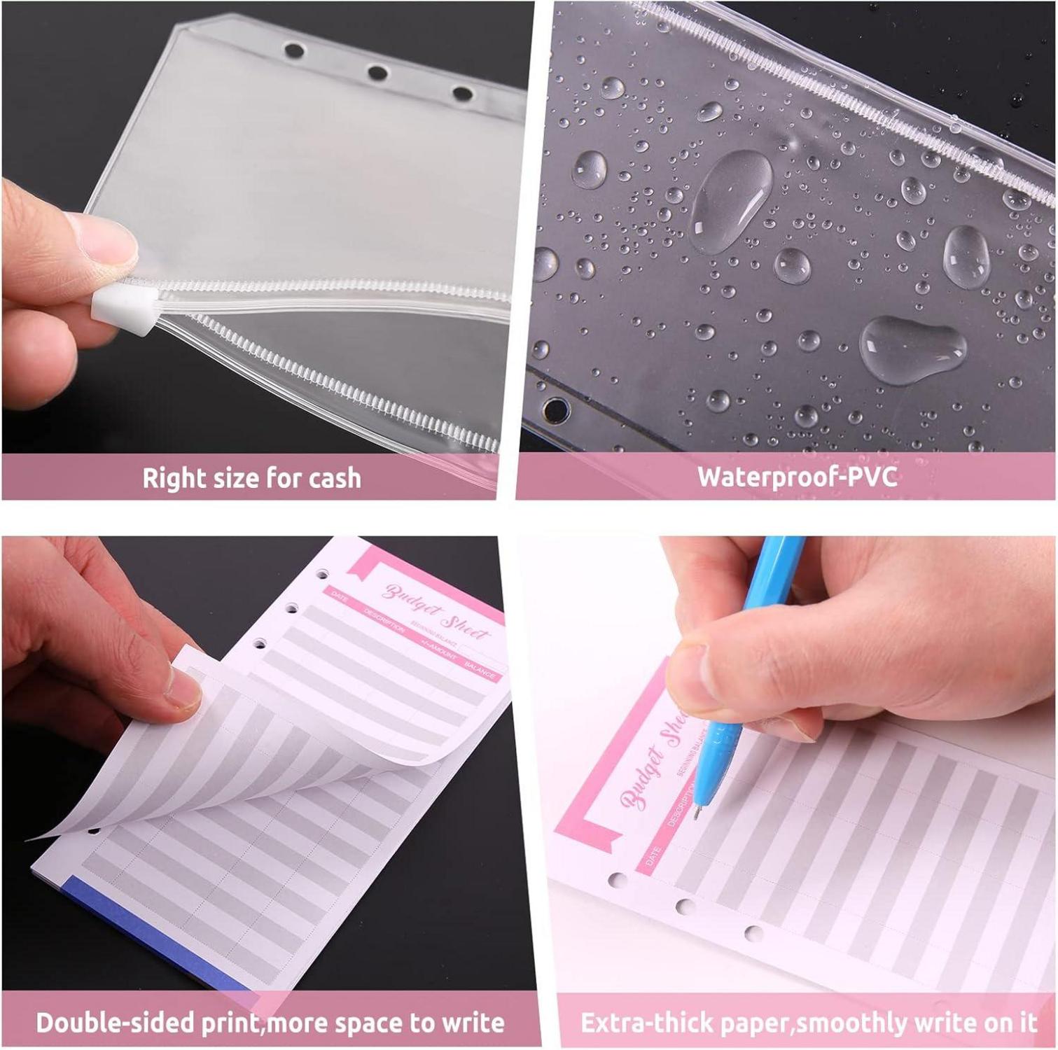 A6 Budget Binder Geldumschläge 12 Budgetbogen 6 Löcher Ringbuchordner PU Leder
