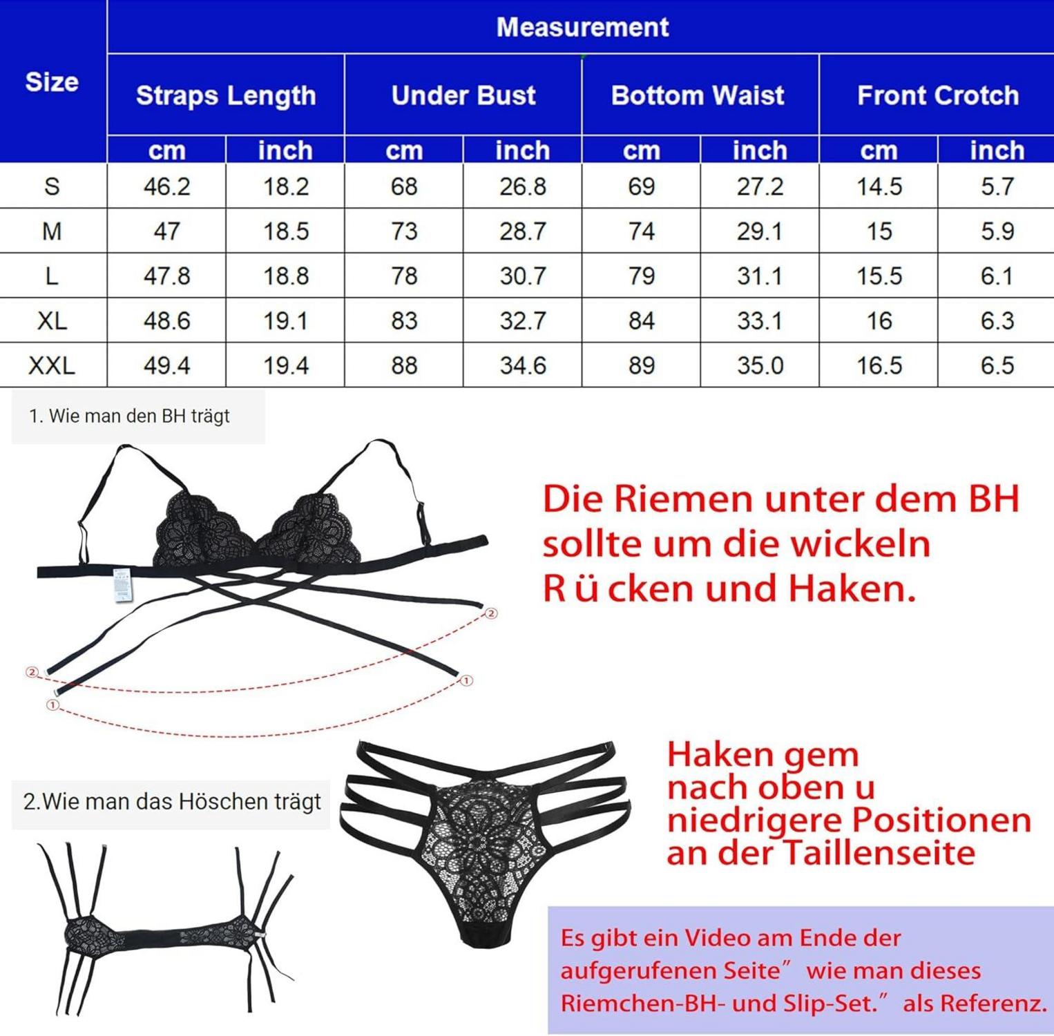 Damen Dessous Set Spitzen Reizwäsche BH Slip Halter Unterwäsche Blau