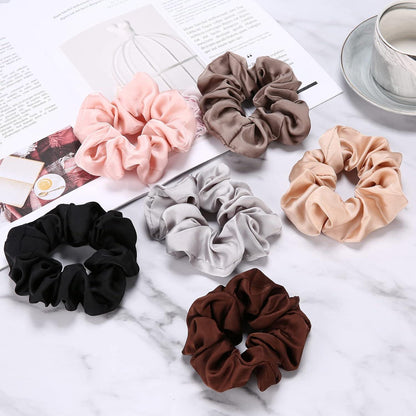 6er Pack Satin Haargummis Scrunchies Haargummi Seide Damen 6 Farben