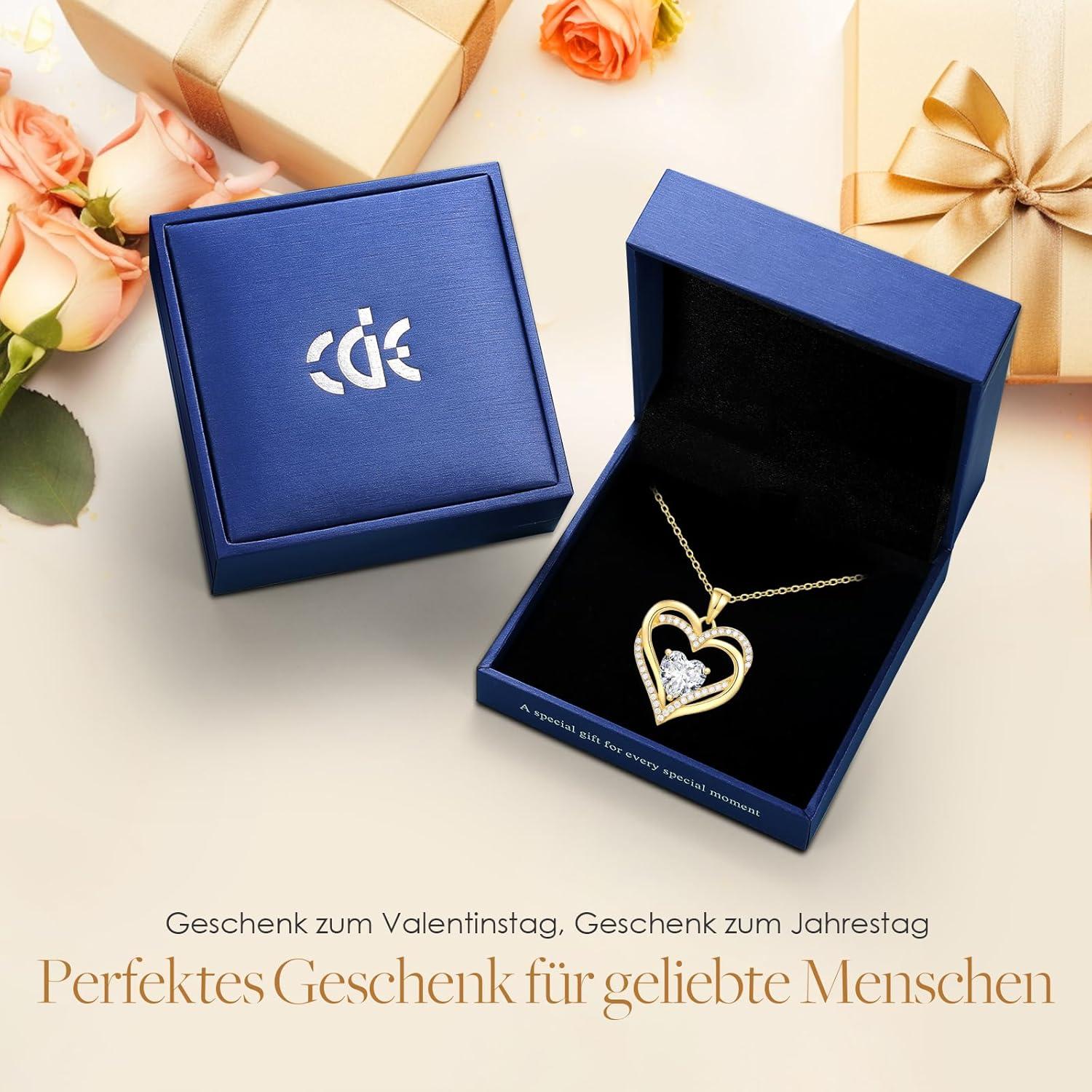 Damen Herzkette 925 Sterling Silber Geburtsstein Halskette