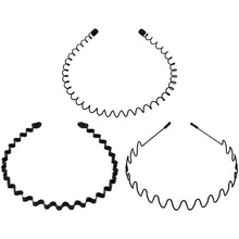 Metall Stirnband Set - 3 Stück Schwarz Welle Haarreif
