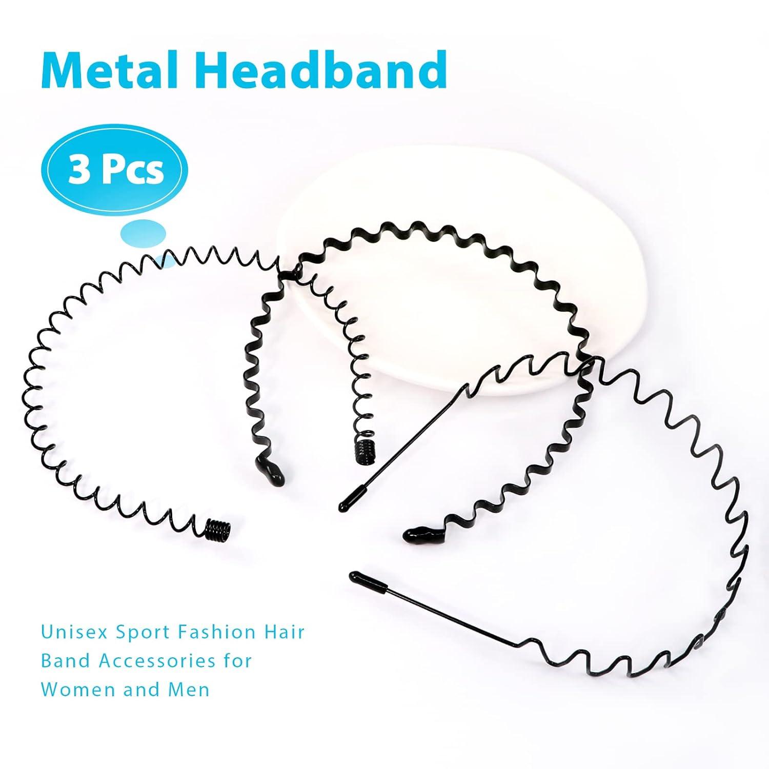 Metall Stirnband Set - 3 Stück Schwarz Welle Haarreif