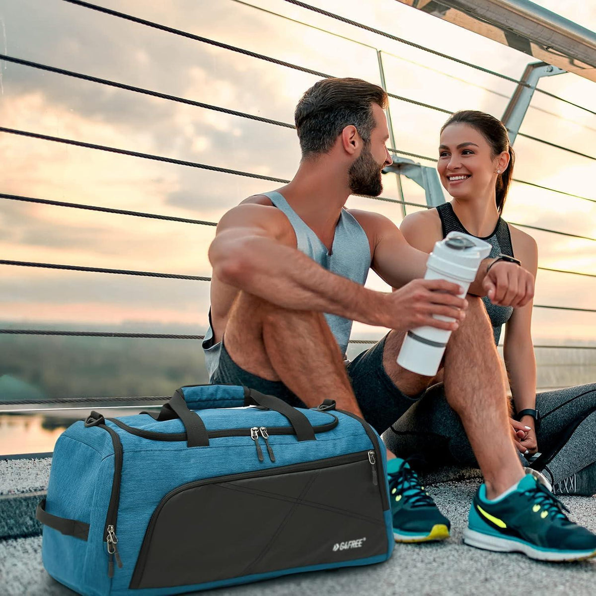 Reise-Sporttasche 45L mit Nassfach und Schuhfach, Blau
