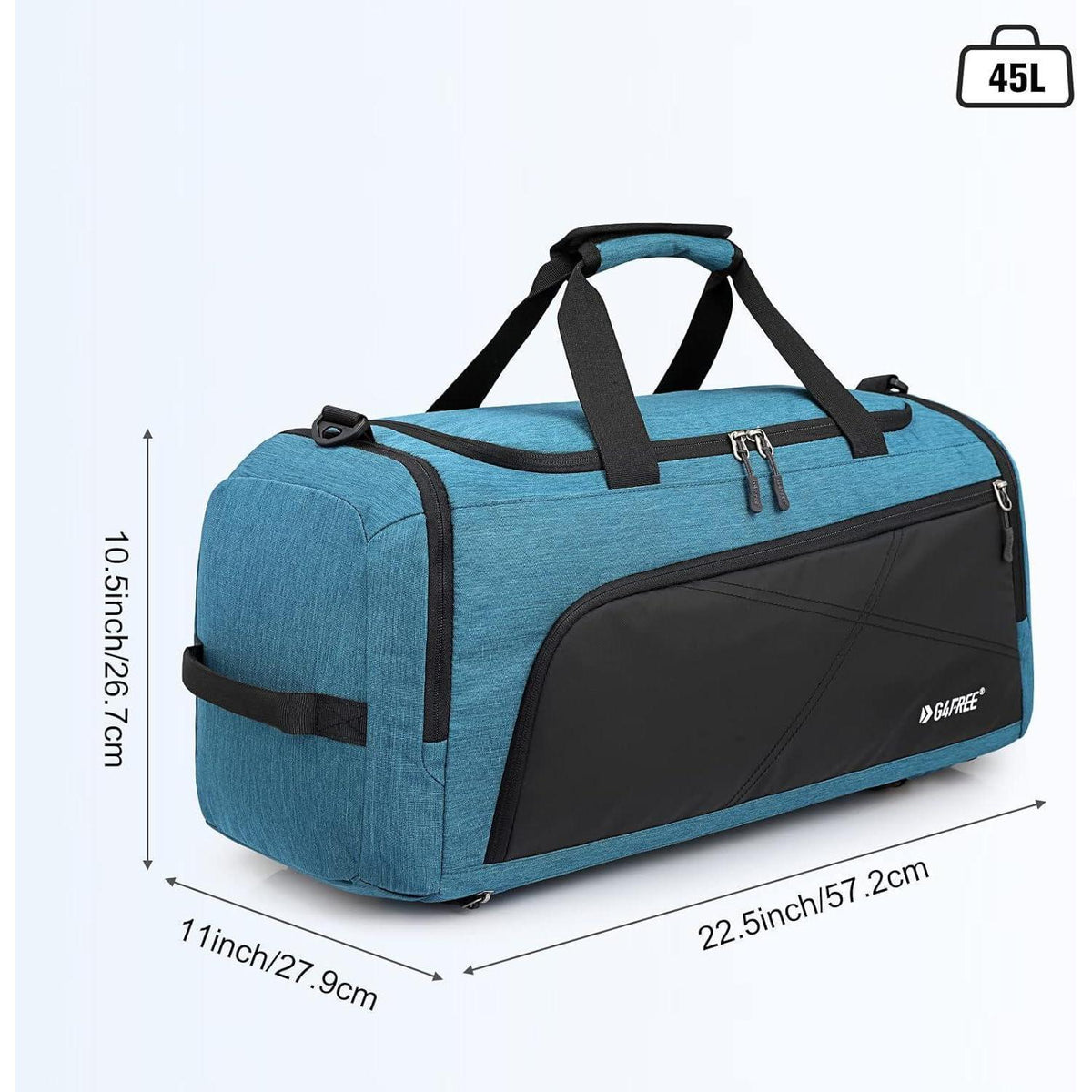 Reise-Sporttasche 45L mit Nassfach und Schuhfach, Blau