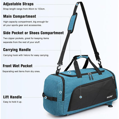 Reise-Sporttasche 45L mit Nassfach und Schuhfach, Blau