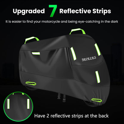 Motorradabdeckung 300D Wasserdicht Oxford, winterfest, XXXL 265x95x125cm - Grün