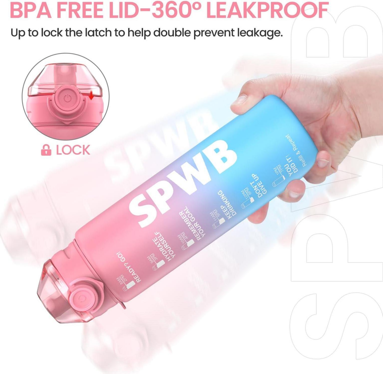 Sport-Trinkflasche 1L BPA-frei mit Filter, Zeitmarkierung Blau