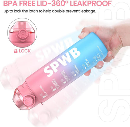 Sport-Trinkflasche 1L BPA-frei mit Filter, Zeitmarkierung Blau