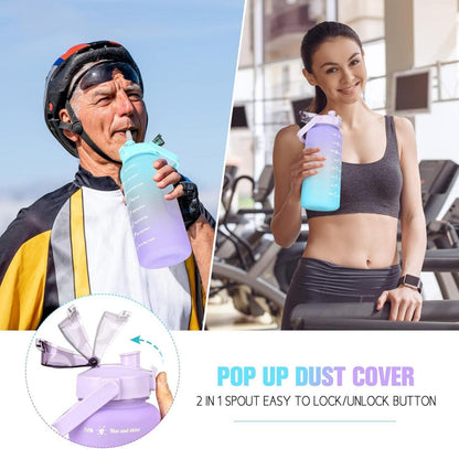 2L Trinkflasche BPA Free Sport Getränke Krug mit Zeitmarkierung & Lock Abdeckung