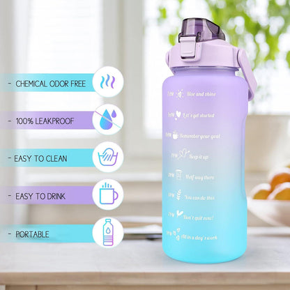 2L Auslaufsichere Motivations-Trinkflasche mit Zeitmarkierung