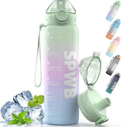 Sport Trinkflasche 1L BPA-frei mit Filter und Zeitmarkierung