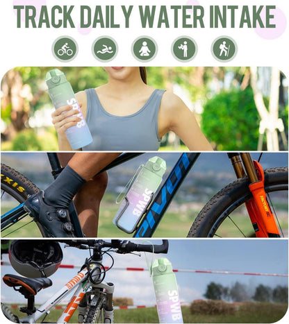 Trinkflasche 1L Sportflasche Auslaufsicher BPA-frei Tritan Filter Zeitmarkierung