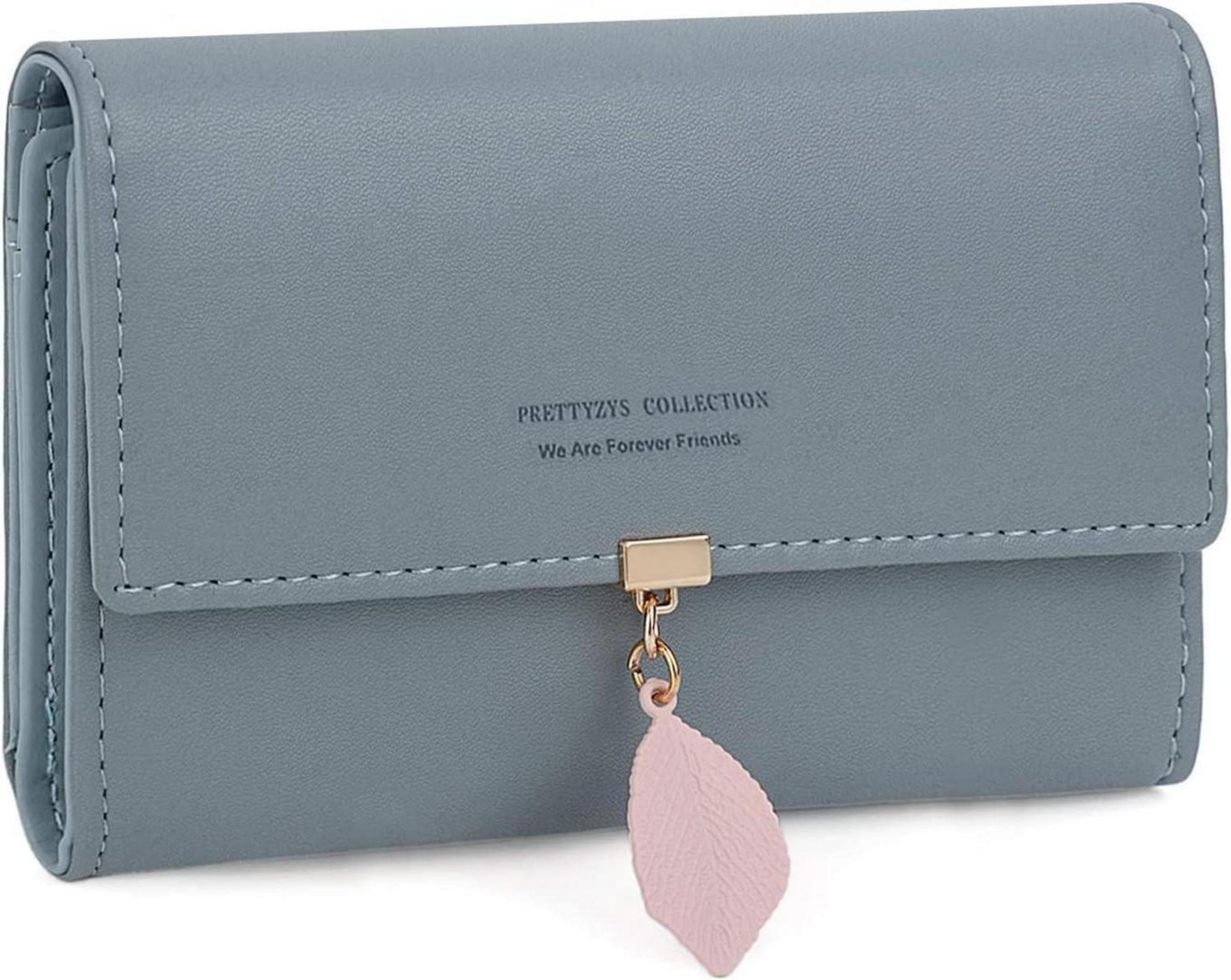 Elegante Damen Geldbörse mit vielen Fächern Graublau