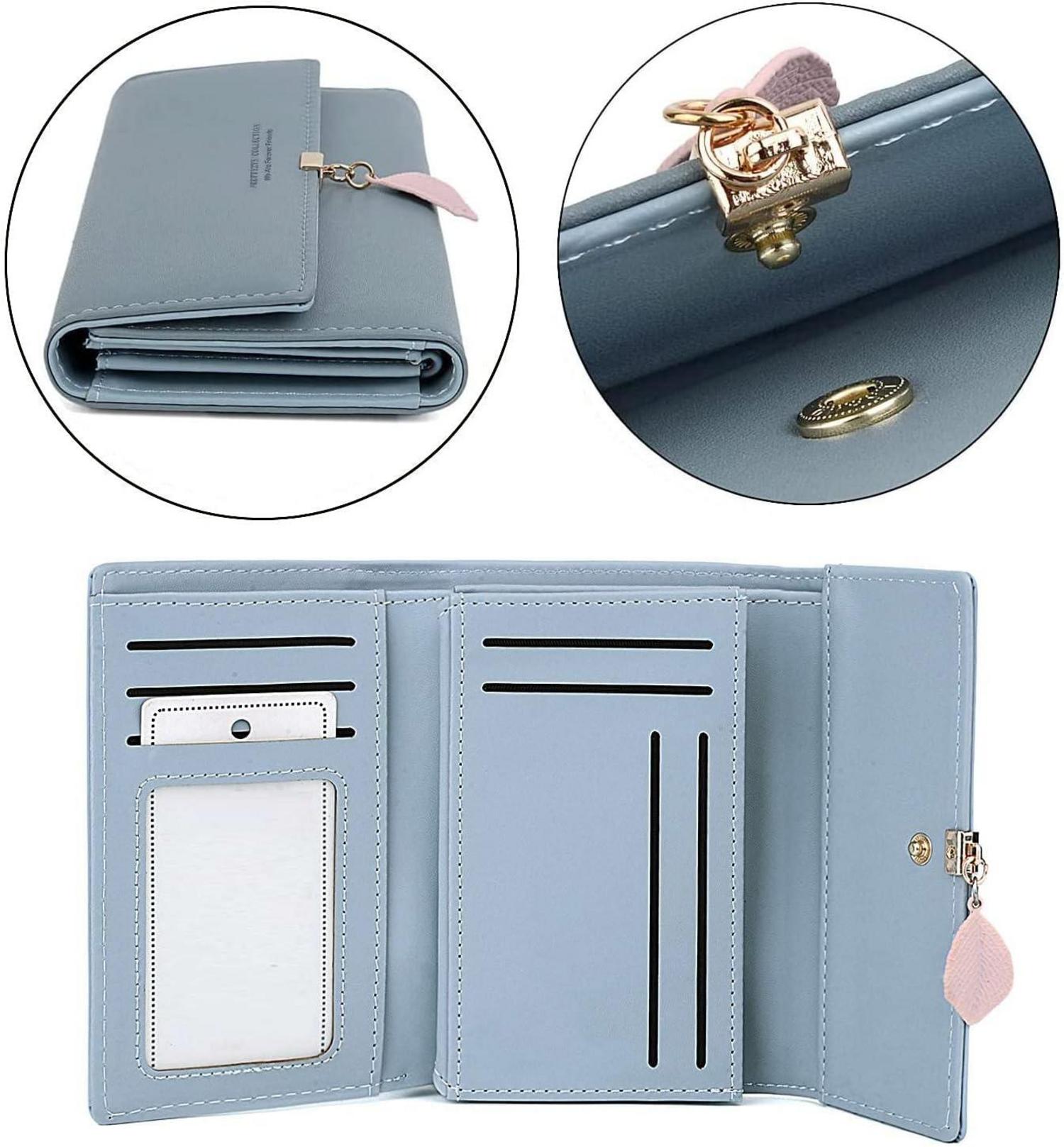 Geldbörse Damen elegant mit vielen Fächern in Graublau