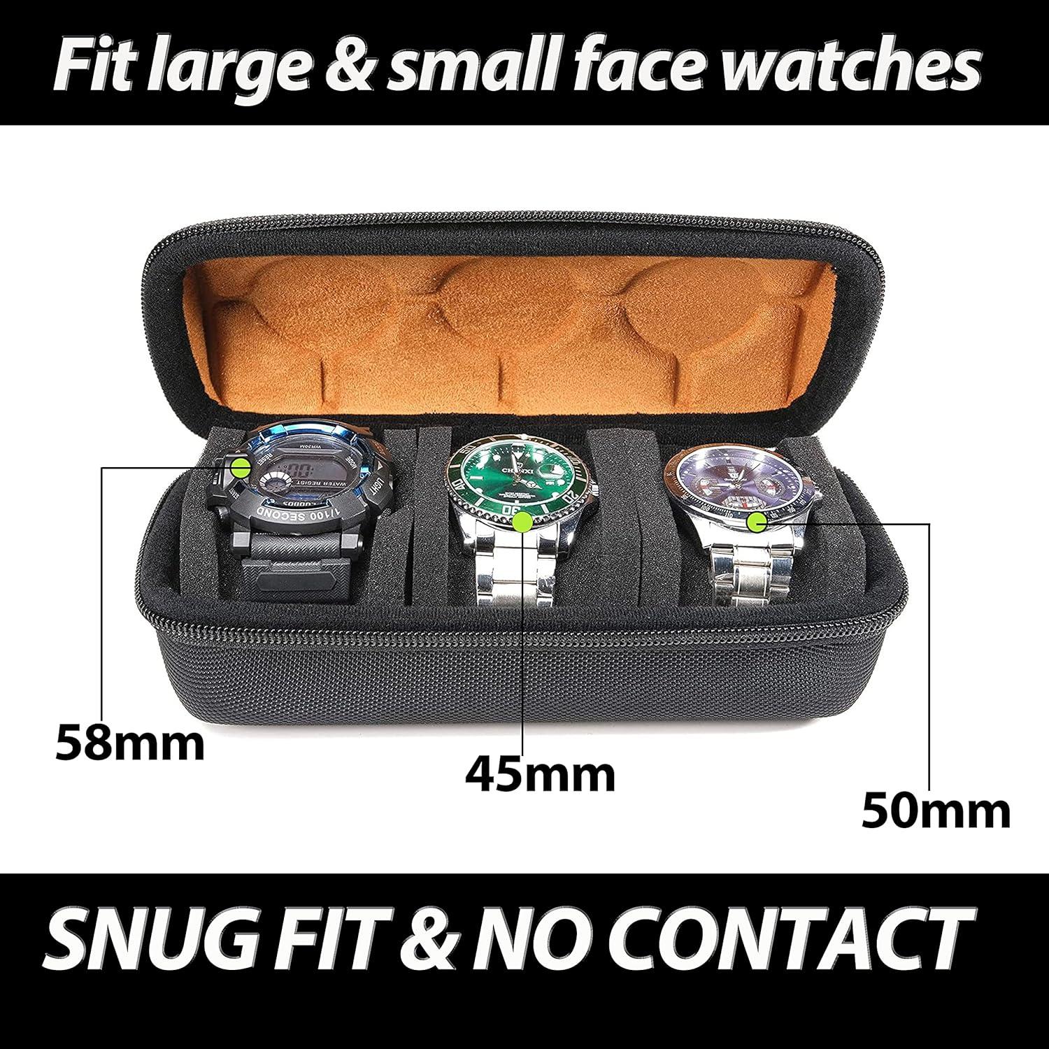 Uhrenetui Reise-Tasche mit Anti-Bewegungs-Kissen (schwarz, 3