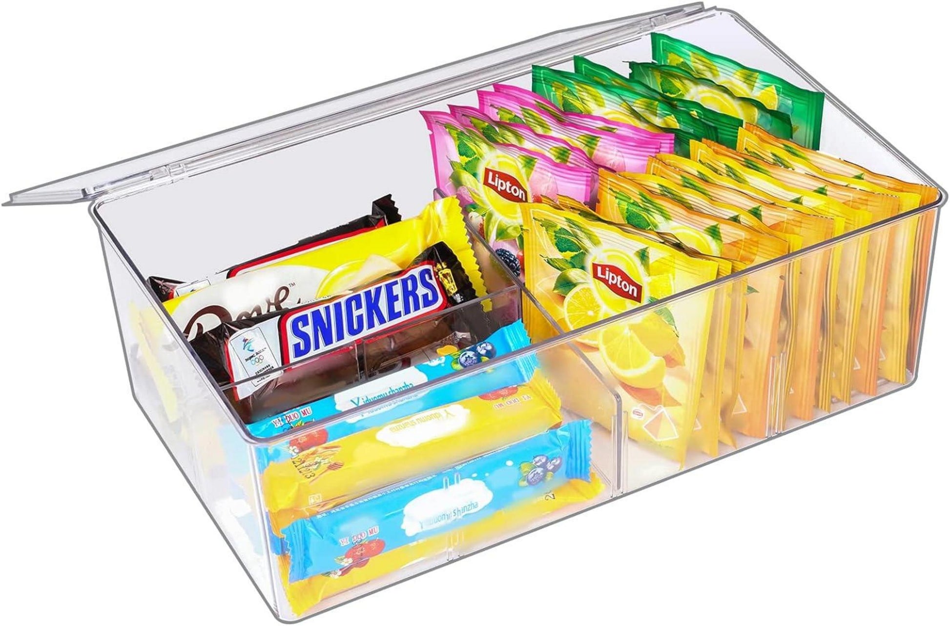 Teebox 2er Set 16 Fächer stapelbar Teebeutel Aufbewahrungsbox - Transparent