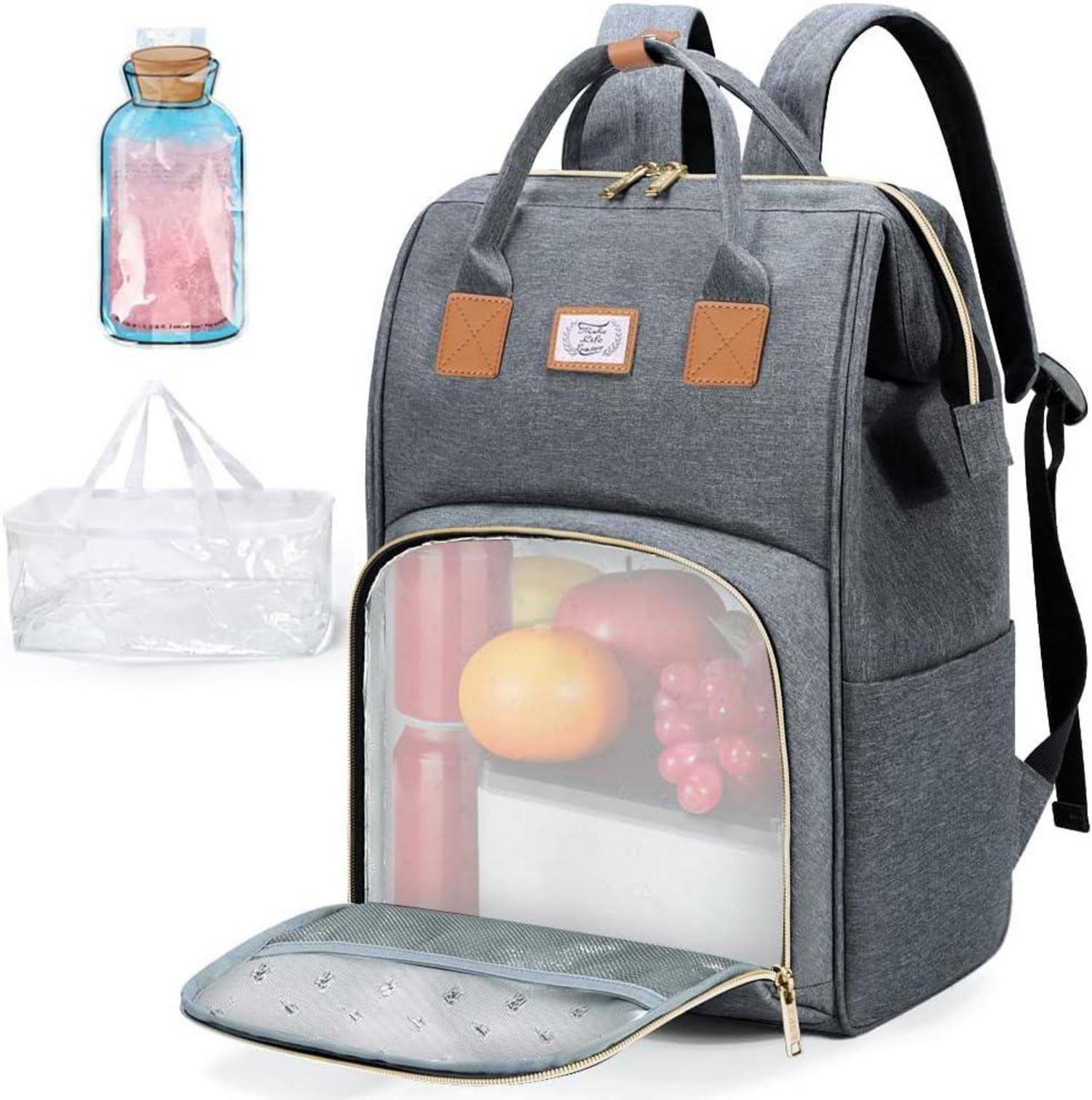 Leichter Laptop Rucksack mit Isolierfach und Kühlakku 24L Grau