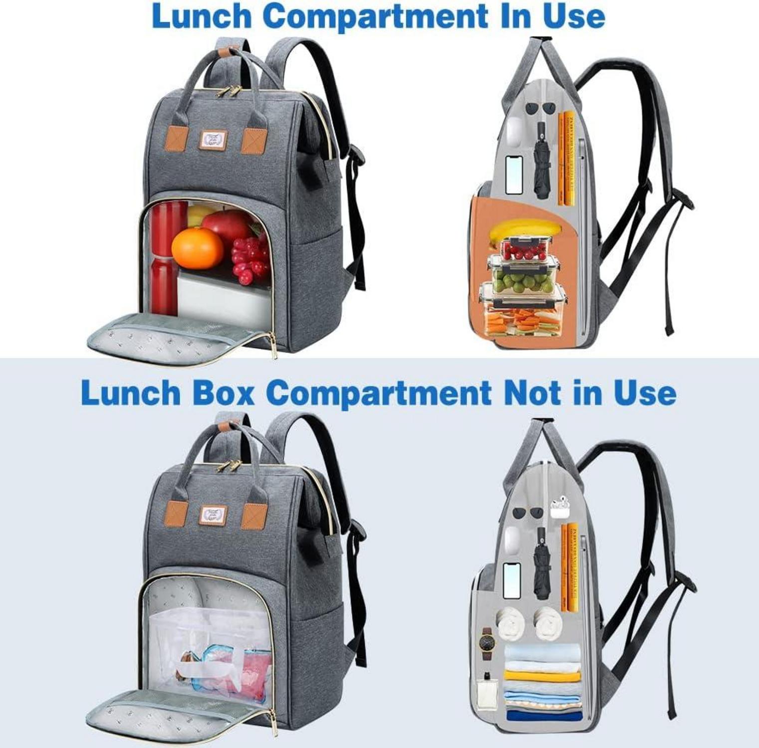 Vielseitiger Rucksack Damen Isolierfach 24L Laptop Arbeitsrucksack Grau