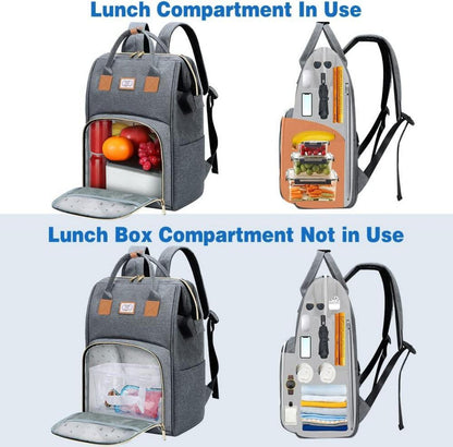 Vielseitiger Rucksack Damen Isolierfach 24L Laptop Arbeitsrucksack Grau