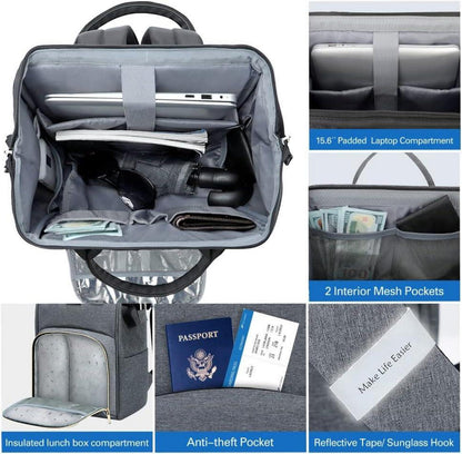 Vielseitiger Damen Rucksack mit Isolierfach und Laptopfach 24L Grau