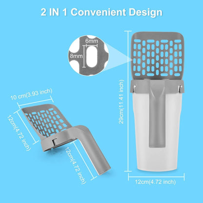 2-in-1 Katzenstreuschaufel mit Abfallbehälter und 120