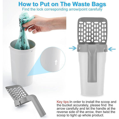 2-in-1 Katzenstreuschaufel mit Abfallbehälter und 120