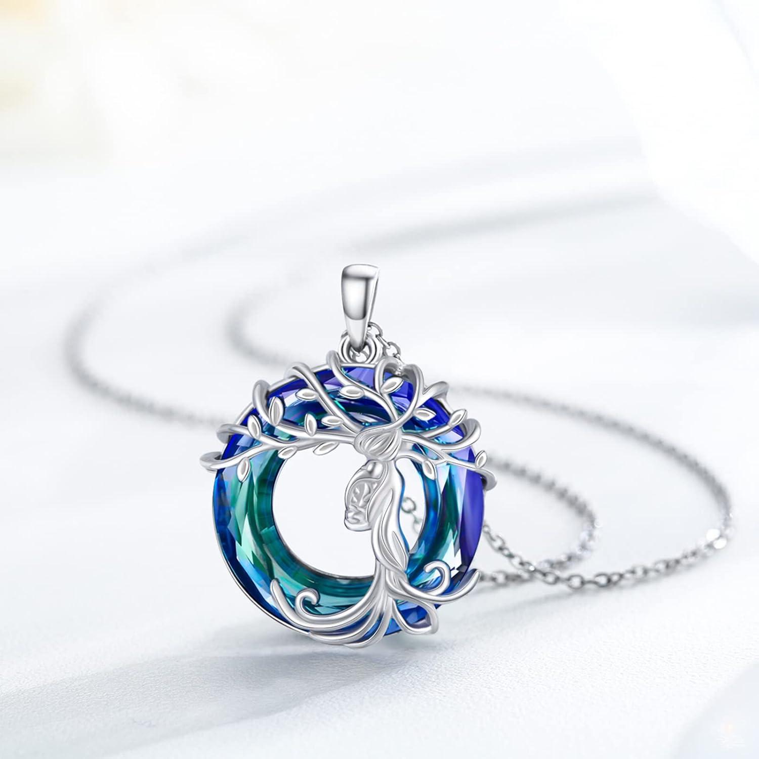 TRISHULA Mutter Tochter Kette Sterling Silber Kristall Halskette