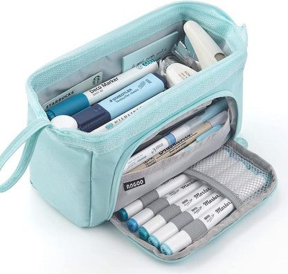 Federmäppchen mit großem Pencil Case Tragbare Stifttasche Blau
