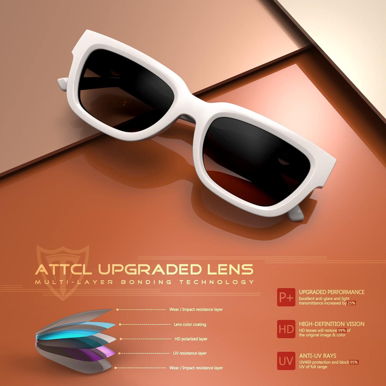 ATTCL Damen Sonnenbrille Polarisierte TR90 Frame Vintage Rectangular