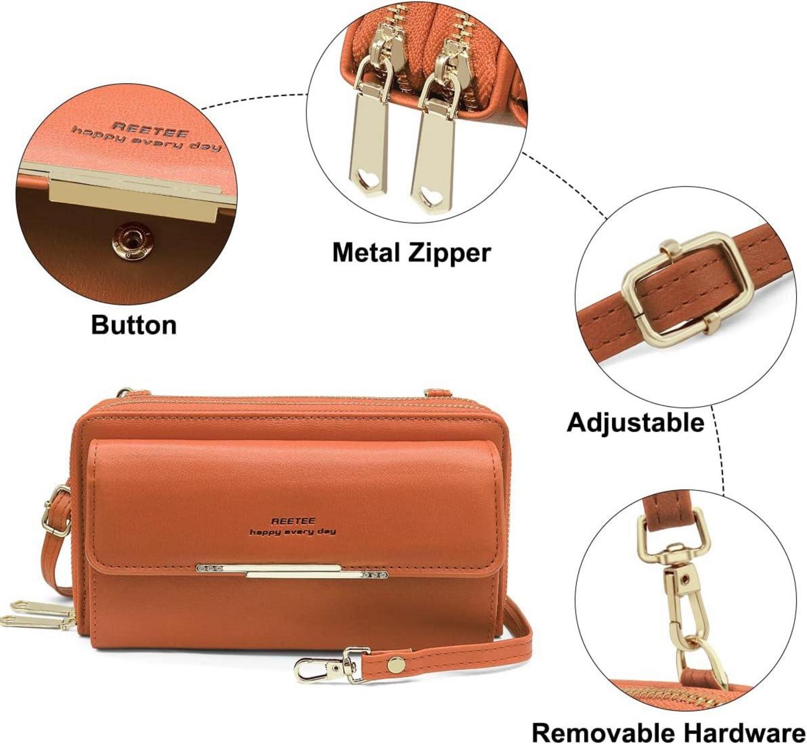 REETEE Handytasche Damen RFID Schutz Umhängetasche mit Kartenfächern