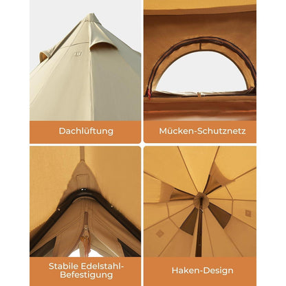 Glampingzelt für 4-8 Personen, Baumwolle, wasserdicht, Ganzjahreszelt